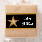 "Gold" Sterstreep 'Happy Birthday' groot zwart Etiket (Insitu)