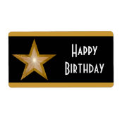 "Gold" Sterstreep 'Happy Birthday' groot zwart Etiket (Voorkant)