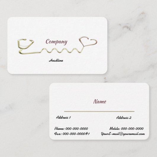 Gold Stethoscoop Visitekaartje (Voorkant / Achterkant)