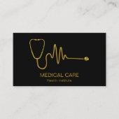 Gold Stethoscope ECG Wave EKG Line Medical Luxury Visitekaartje (Voorkant)