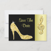 Gold Stiletto & Treble Cleft 16 op de datum opslaa Save The Date (Voorkant)