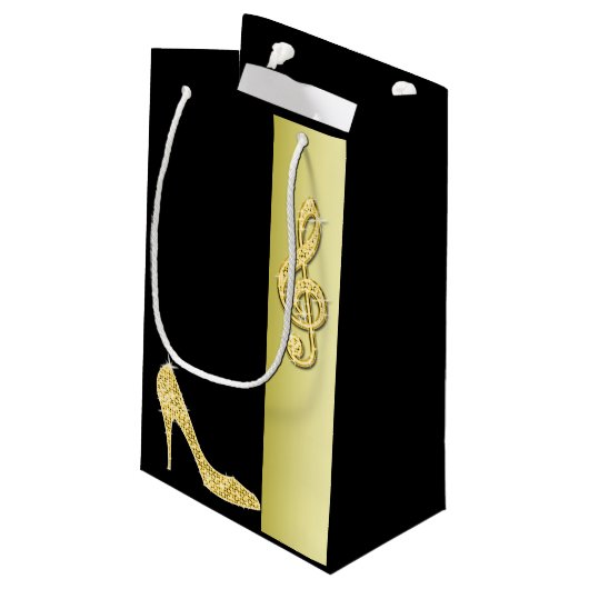 Gold Stiletto & Treble Cleft 50e verjaardag Klein Cadeauzakje (Achterkant Gekanteld)