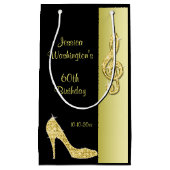 Gold Stiletto & Treble Cleft 60th Birthday Party Klein Cadeauzakje (Voorkant)