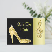 Gold Stiletto & Treble Cleft 60th Save the Date (Staand voorkant)