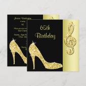 Gold Stiletto & Treble Cleft 65e verjaardag Kaart (Voorkant / Achterkant)