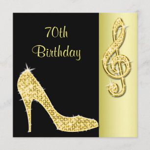 Gold Stiletto & Treble Cleft 70e verjaardag Kaart