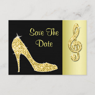 Gold Stiletto & Treble Cleft 70th Save the Date