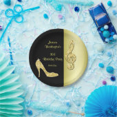 Gold Stiletto & Treble Cleft Birthday Papieren Bordje (Feest)