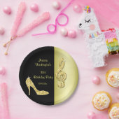 Gold Stiletto & Treble Cleft Birthday Papieren Bordje (Feest)