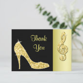 Gold Stiletto & Treble Cleft Hartelijk dank Bedankkaart (Staand voorkant)