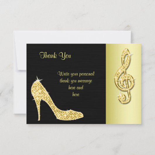 Gold Stiletto & Treble Cleft Hartelijk dank Bedankkaart (Achterkant)