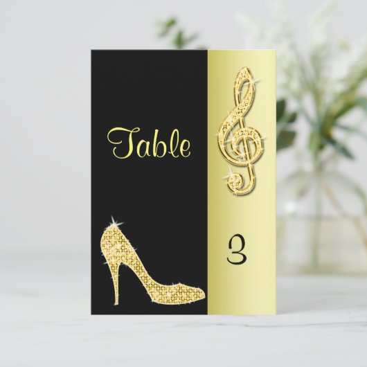 Gold Stiletto & Treble Cleft Kaart (Staand voorkant)