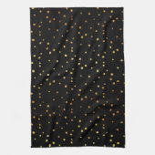 Gold Stip Confetti Faux Foil Metallic Dot Black Theedoek (Verticaal)