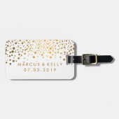 Gold Stip Confetti - Wit en goud Bagagelabel (Voorkant horizontaal)