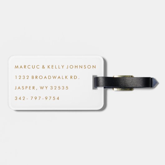 Gold Stip Confetti - Wit en goud Bagagelabel (Achterkant horizontaal)