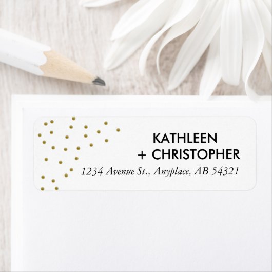 Gold Stippen Adres Label Polka Dots legant Simple (Insitu)