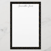 Gold Stippen Black Pattern Metallic | Gepersonalis Briefpapier (Voorkant)
