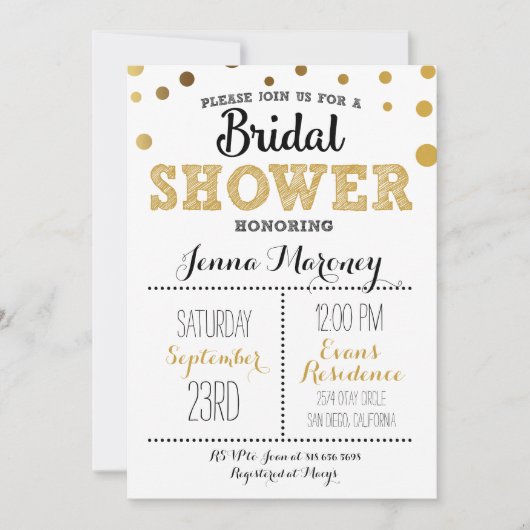 Gold Stippen Bridal Shower Kaart (Voorkant)