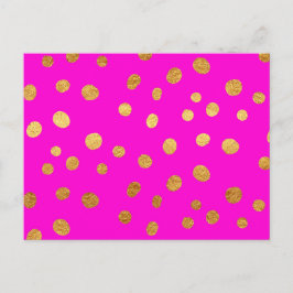 Gold Stippen Faux Foil Hot Pink Magenta Pattern Briefkaart