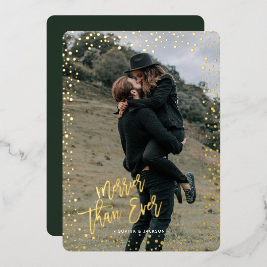 Gold stippen vrolijk kerstfeest echte Folie Kaart  (Voorkant / Achterkant)