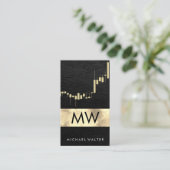 Gold Stock Chart| Visitekaartje leder Monogram (Staand voorkant)