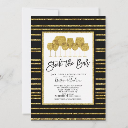 Gold Stock de bar Couples Shower Uitnodiging (Voorkant)