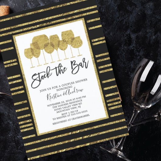 Gold Stock de bar Couples Shower Uitnodiging