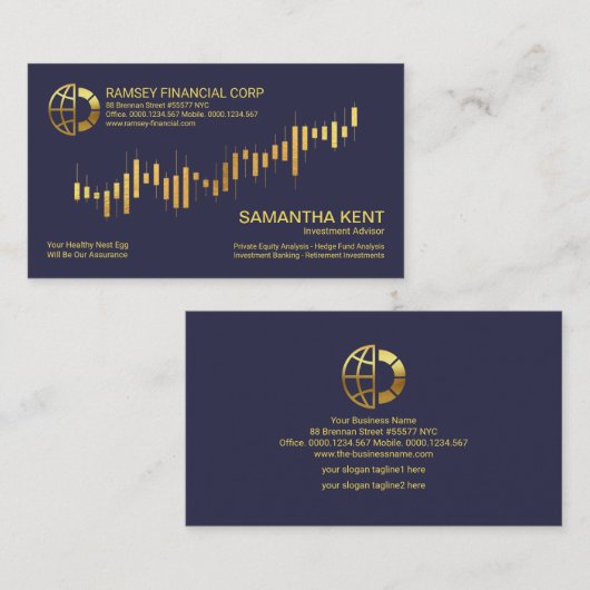 Gold Stock Exchange Graph Financial Advisor Visitekaartje (Voorkant / Achterkant)