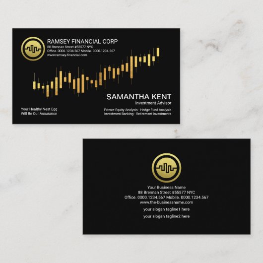 Gold Stock Exchange Graph Financial Consultant Visitekaartje (Voorkant / Achterkant)