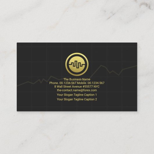 Gold Stock Exchange Graph Forex Dealer Visitekaartje (Achterkant)