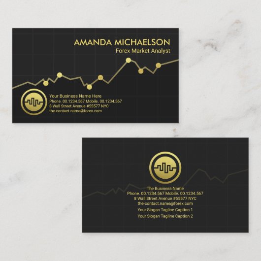 Gold Stock Exchange Graph Forex Dealer Visitekaartje (Voorkant / Achterkant)