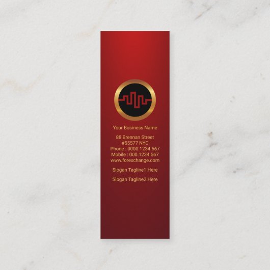 Gold Stock Exchange Index Red Vignette Mini Visitekaartje (Achterkant)
