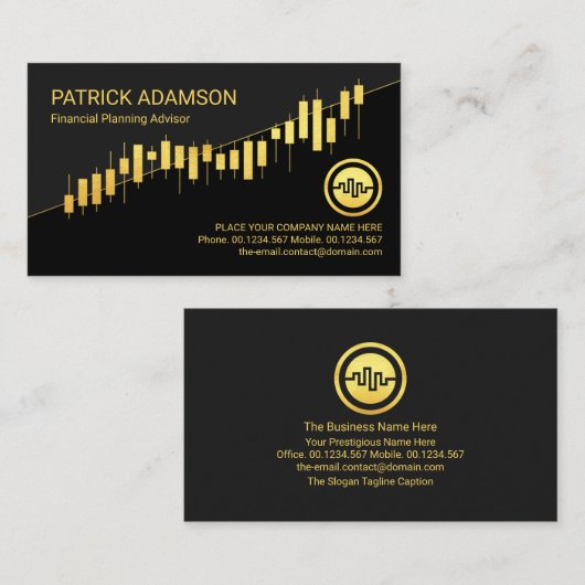 Gold Stock Grafiek Financieel analist Visitekaartje (Voorkant / Achterkant)
