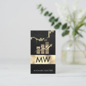 Gold Stock Grafiek| Leder | Grafiek Visitekaartje (Staand voorkant)