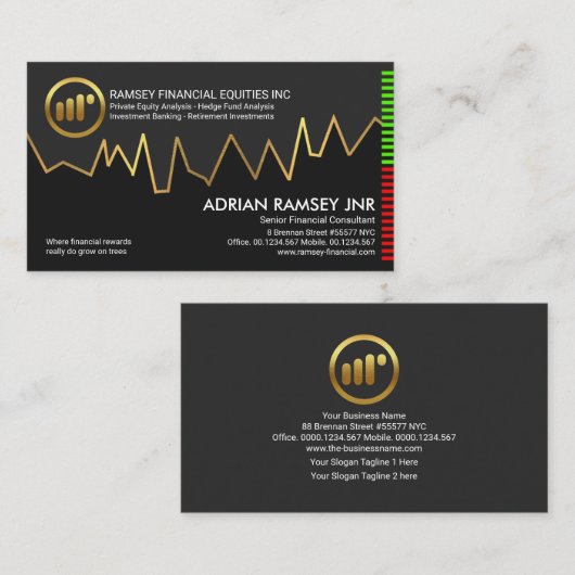 Gold Stock Investment Graph Financial Consultant Visitekaartje (Voorkant / Achterkant)