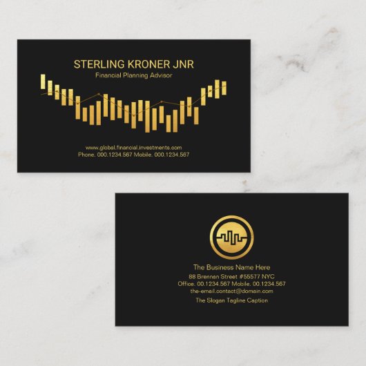 Gold Stock Share Market Index Graph Financial Visitekaartje (Voorkant / Achterkant)