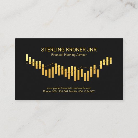 Gold Stock Share Market Index Graph Financial Visitekaartje (Voorkant)