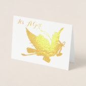 GOLD STORK GIRL BABY SHOWER FOLIE KAARTEN (Voorkant)