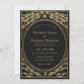 Gold Stormy Tarot Kaart Vintage huwelijksuitnodigi (Voorkant)