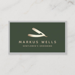 Gold Straight Razor Barbershop Master Barber Visitekaartje