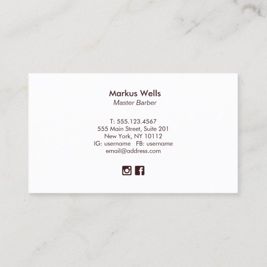 Gold  Straight Razor Master Barber Visitekaartje (Achterkant)