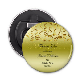 Gold Streamers & Confetti Birthday Party  Button Flesopener
