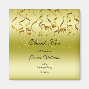 Gold Streamers & Confetti Birthday Party Magneet