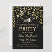 Gold Streamers & Confetti Surprise Birthday Party Kaart (Voorkant)