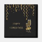 Gold Streamers en Champagne-kerstmis Magneet (Voorkant)