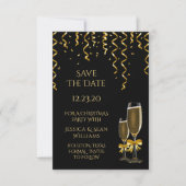Gold Streamers en Champagne-kerstmis Save The Date (Voorkant)