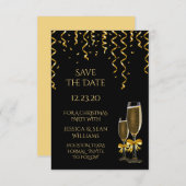 Gold Streamers en Champagne-kerstmis Save The Date (Voorkant / Achterkant)