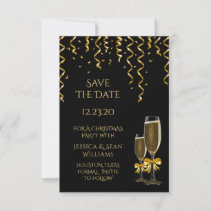Gold Streamers en Champagne-kerstmis Save The Date
