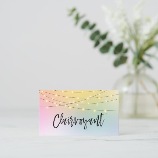 *~* Gold String Lights Clairvoyant Reader Pastel Visitekaartje (Staand voorkant)