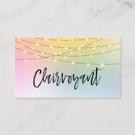*~* Gold String Lights Clairvoyant Reader Pastel Visitekaartje (Voorkant)